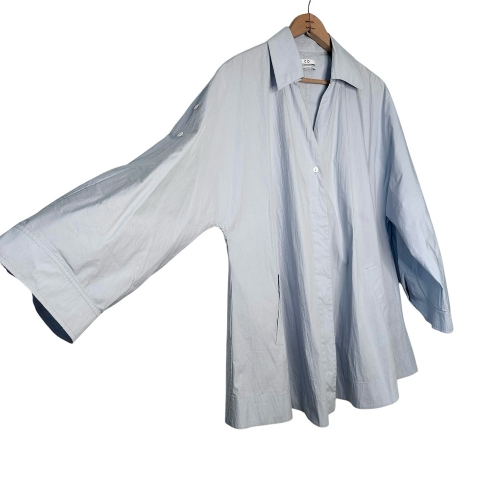 CO Rolled Tab Long Sleeve Oversied Button Down Shirt Blouse Top Size Medium - Picture 3 of 9